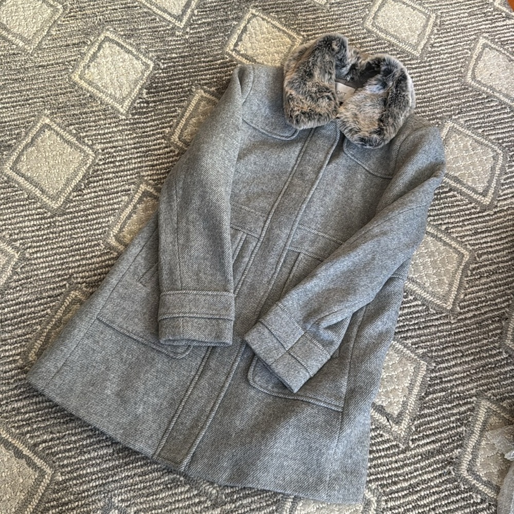 NWT Loft Faux Fur Wool Jacket  zip & Snaps M ❤️❤️❤️